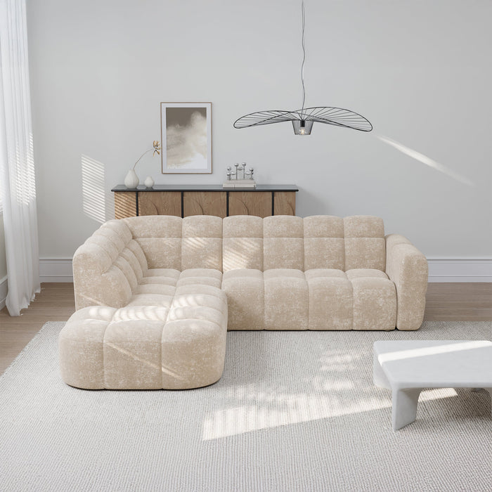 BELIZ Canapé d'angle en tissu beige - Angle gauche