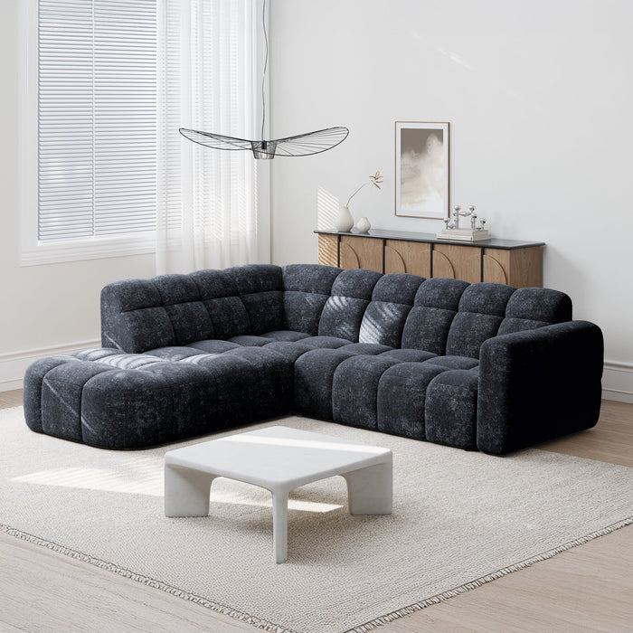 BELIZ Canapé d'angle en tissu noir - Angle gauche