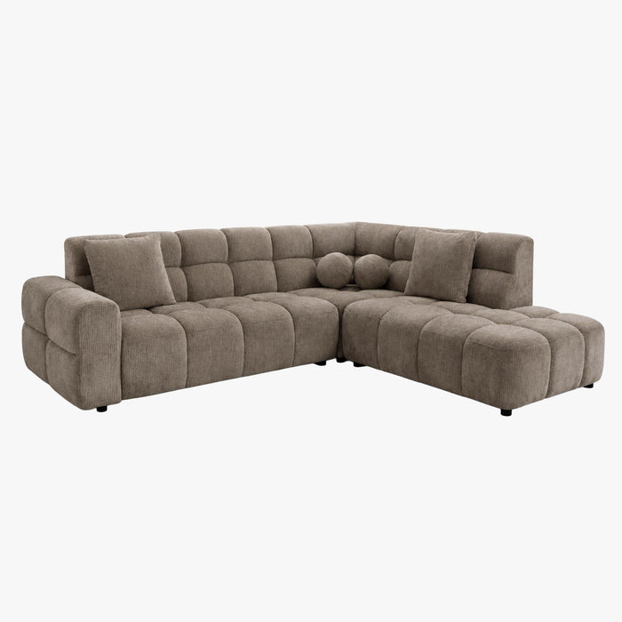 BELIZ Canapé d'angle en tissu taupe - Angle droit