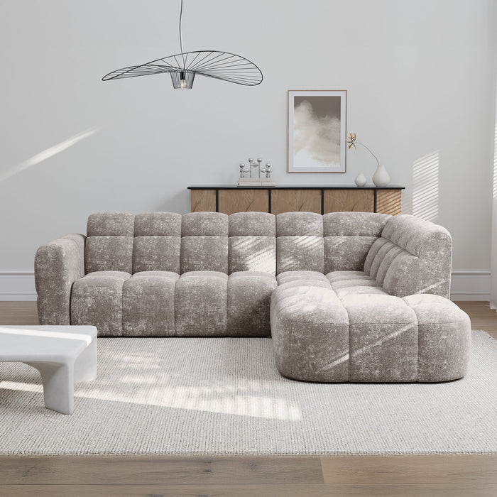 BELIZ Canapé d'angle en tissu taupe - Angle droit