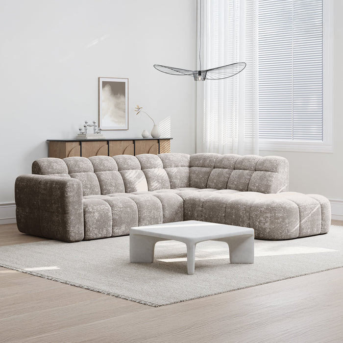 BELIZ Canapé d'angle en tissu taupe - Angle droit