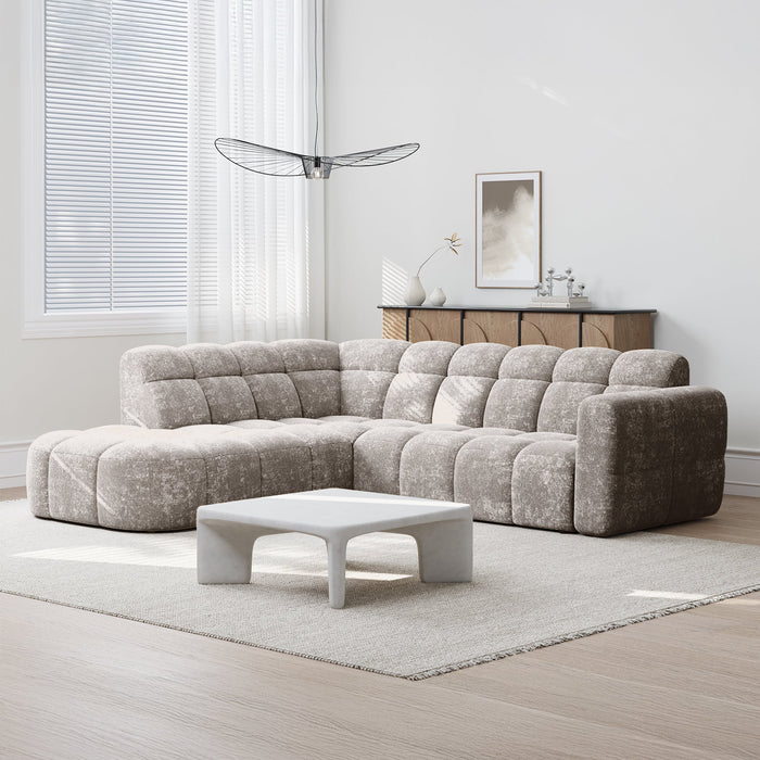 BELIZ Canapé d'angle en tissu taupe - Angle gauche