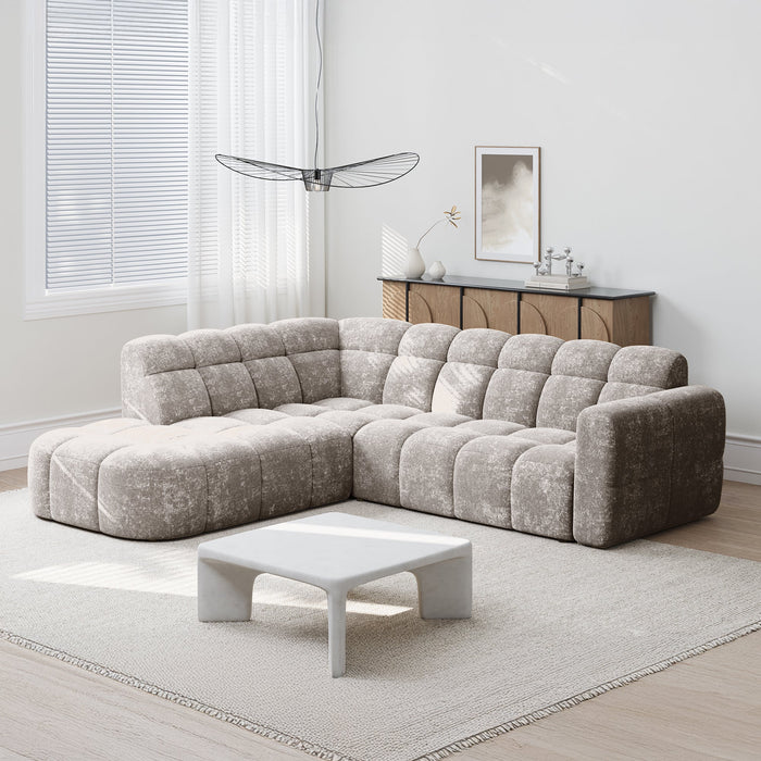 BELIZ Canapé d'angle en tissu taupe - Angle gauche