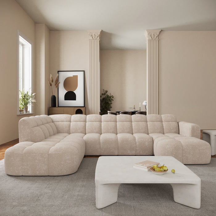 BELIZ XL Canapé panoramique tissu beige - Angle droit