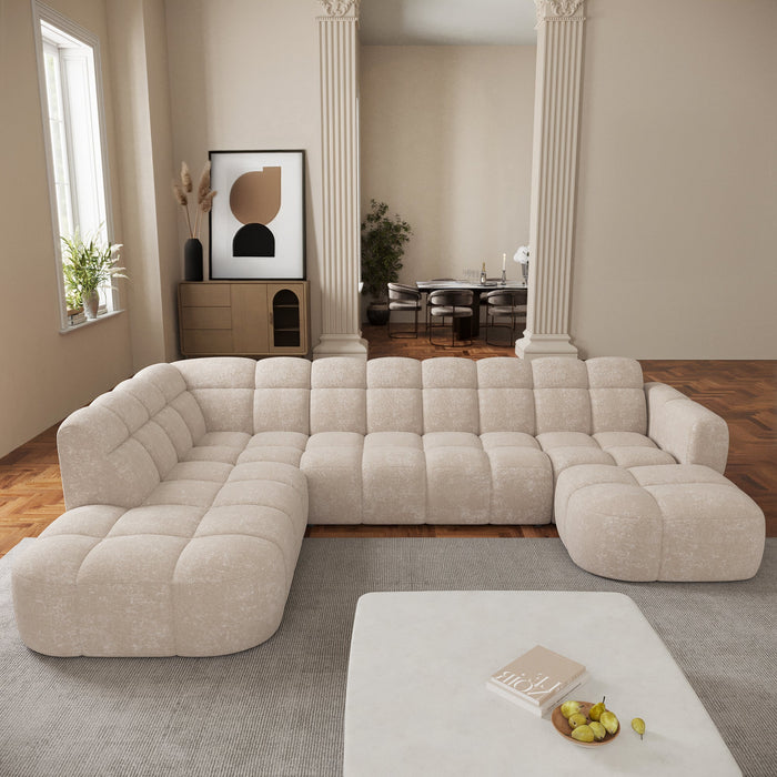 BELIZ XL Canapé panoramique tissu beige - Angle droit