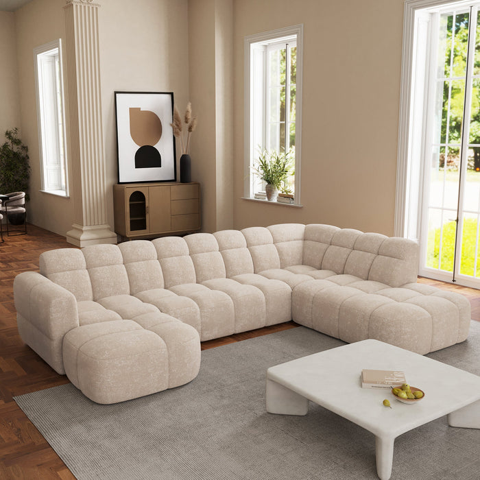 BELIZ XL Canapé panoramique tissu beige - Angle gauche