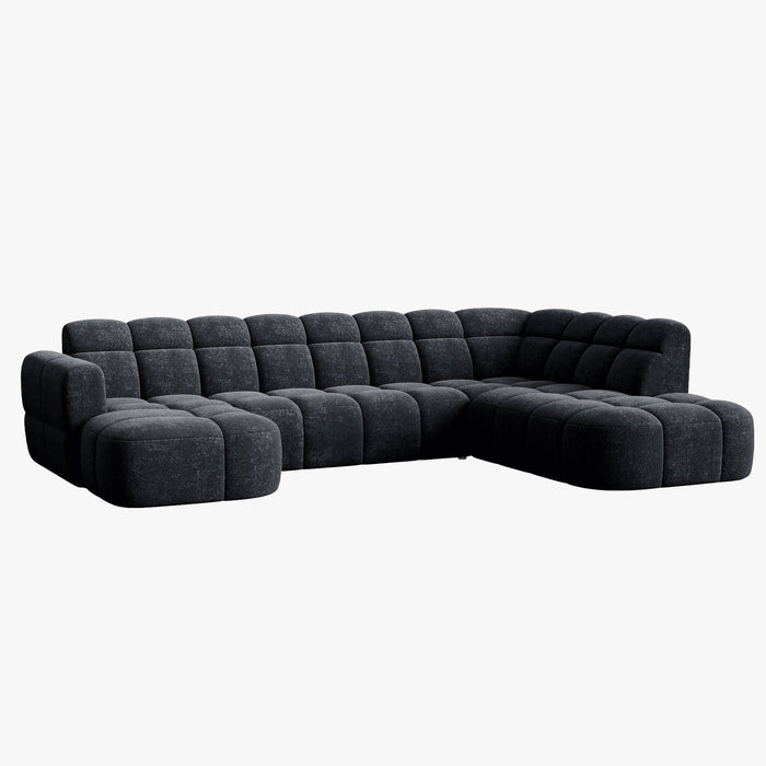 BELIZ XL Canapé panoramique tissu noir - Angle gauche