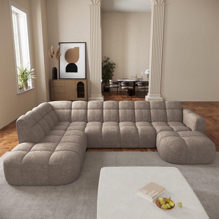 BELIZ XL Canapé panoramique tissu taupe - Angle droit