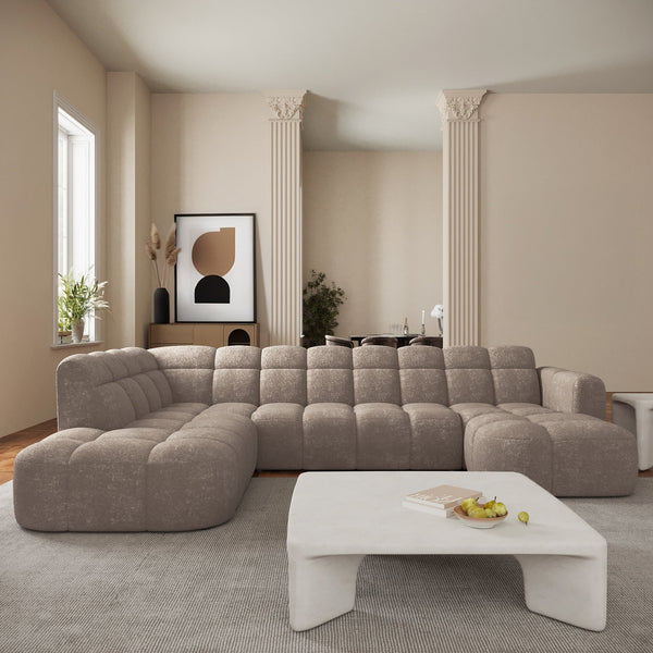 BELIZ XL Canapé panoramique tissu taupe - Angle droit