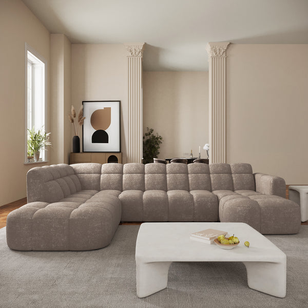 BELIZ XL Canapé panoramique tissu taupe - Angle droit