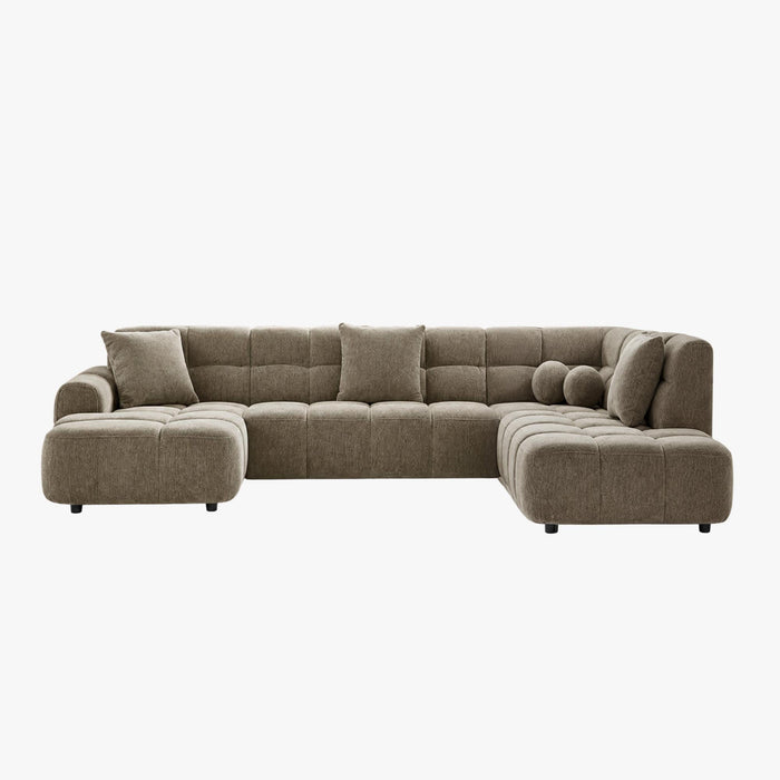 BELIZ XL Canapé panoramique tissu taupe - Angle gauche
