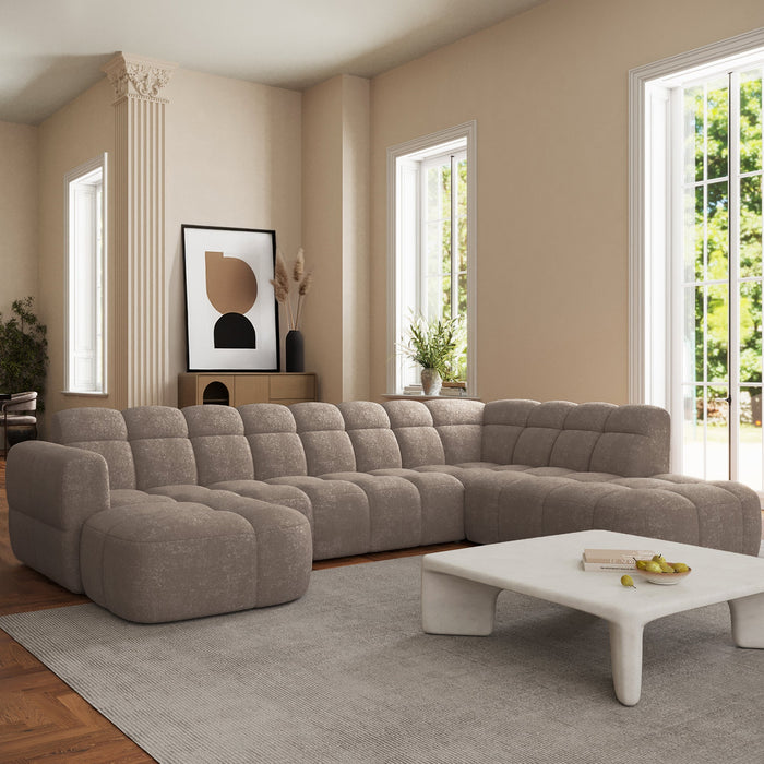 BELIZ XL Canapé panoramique tissu taupe - Angle gauche