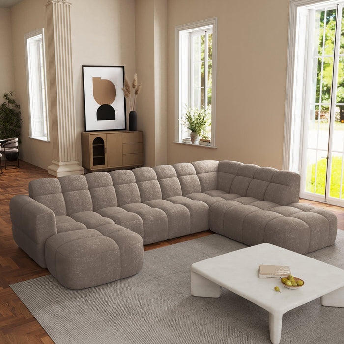 BELIZ XL Canapé panoramique tissu taupe - Angle gauche