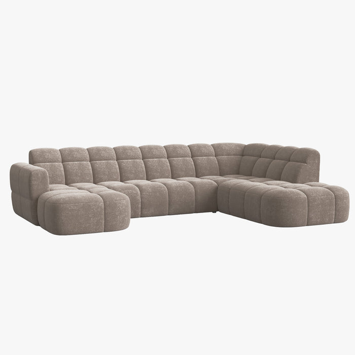 BELIZ XL Canapé panoramique tissu taupe - Angle gauche