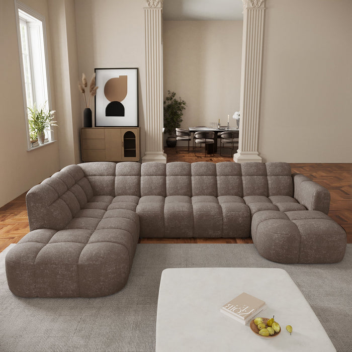 BELIZ XL Canapé panoramique tissu taupe foncé - Angle droit