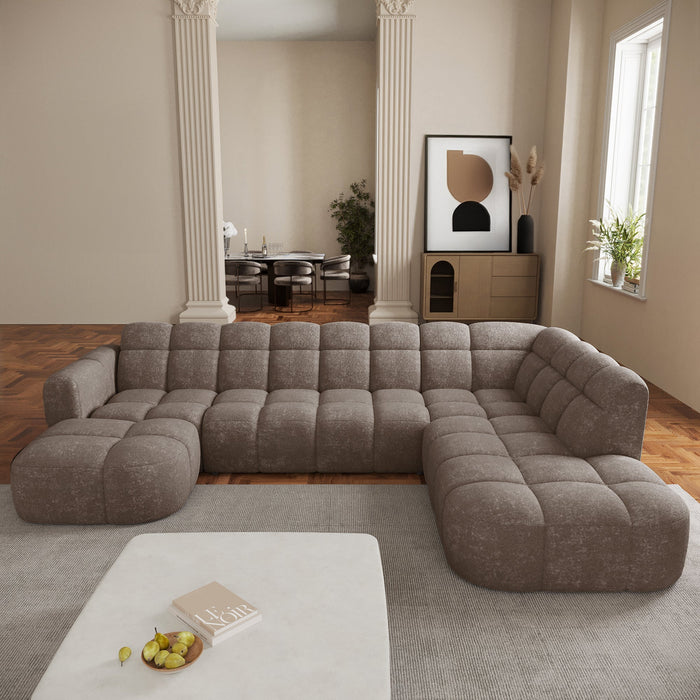 BELIZ XL Canapé panoramique tissu taupe foncé - Angle gauche