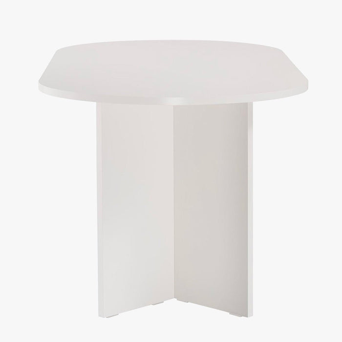 BELORA Table à manger ovale couleur bois blanc 180 cm