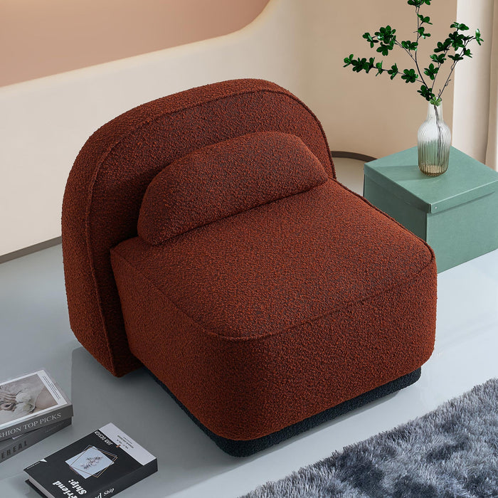 BERY Fauteuil pivotant en tissu bouclette terracotta