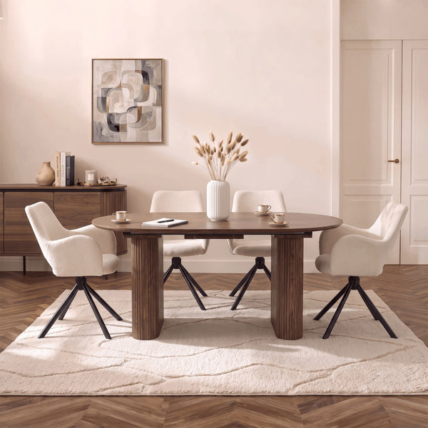 BONY Table à manger ovale extensible couleur bois foncé 180-220 cm