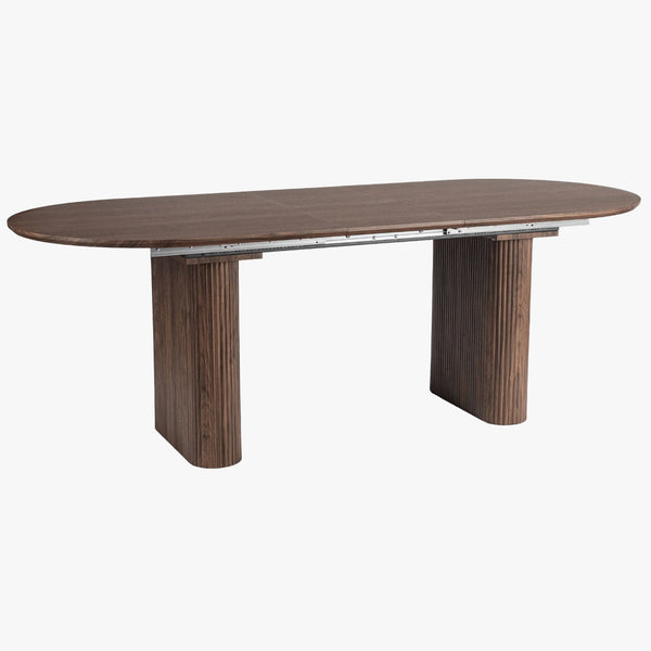 BONY Table à manger ovale extensible couleur bois foncé 180-220 cm