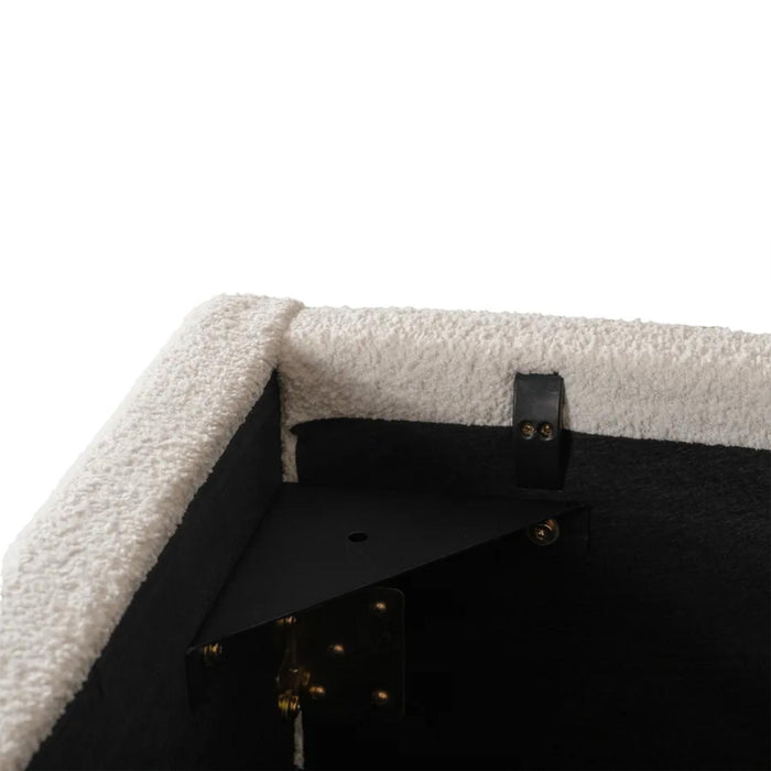 BRISTOL Lit double en tissu bouclette beige avec coffre 160x200 cm