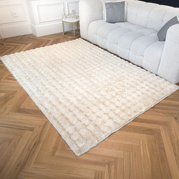 BUBBLE Tapis tissu doux à relief beige - 160x230