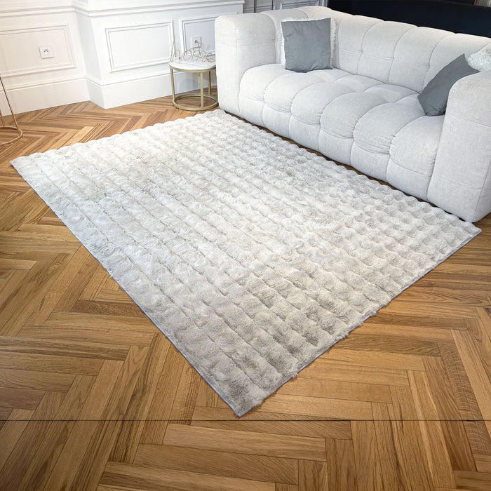 BUBBLE Tapis tissu doux à relief gris - 160x230 cm