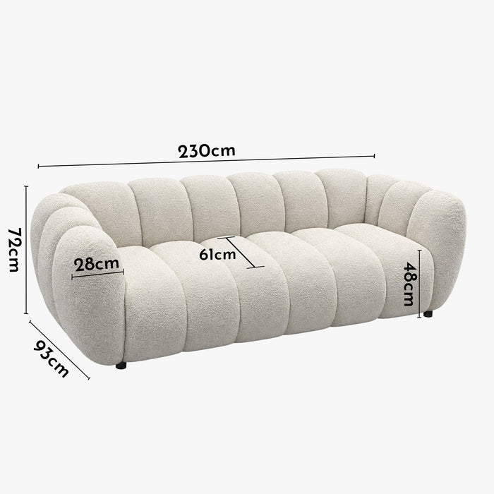 CAMILLE Canapé 3 places en tissu beige