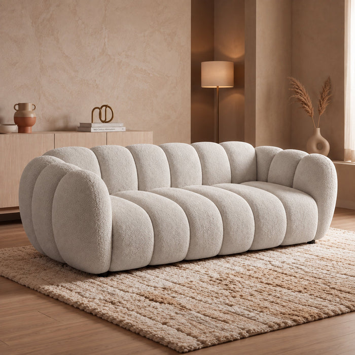 CAMILLE Canapé 3 places en tissu beige