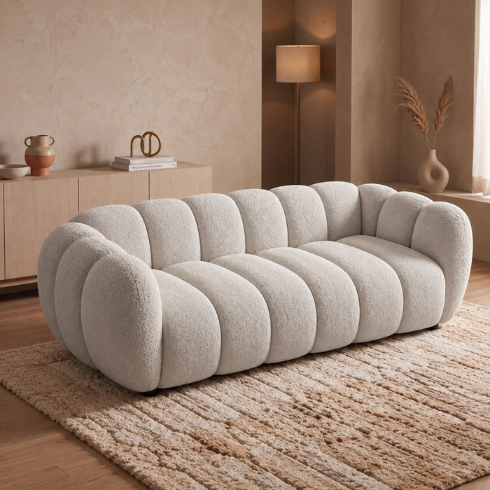 CAMILLE Canapé 3 places en tissu beige – Canapés fixes Mobilier Deco