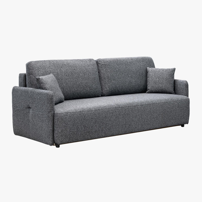 CARLA Canapé 3 places convertible en tissu gris