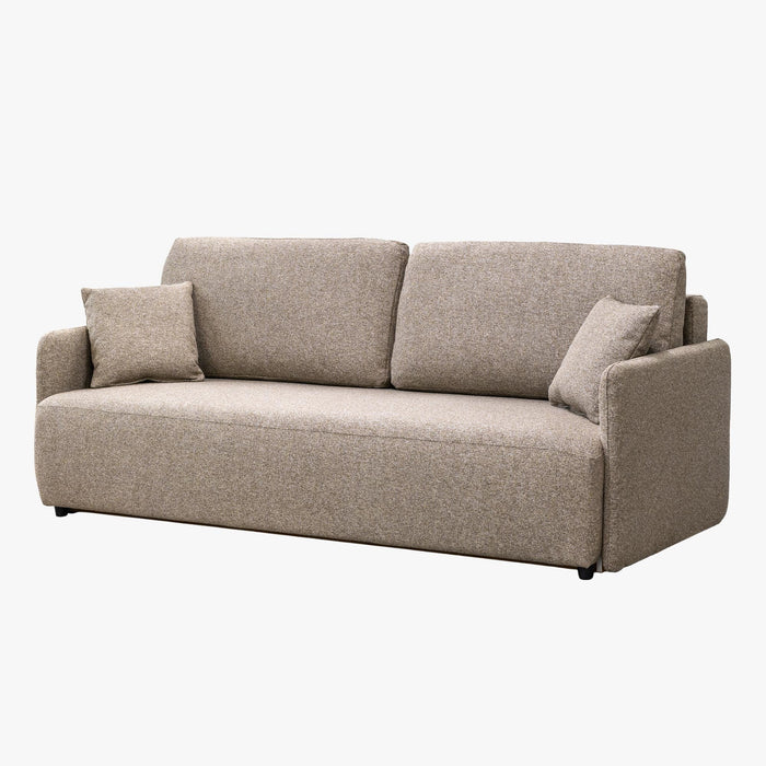 CARLA Canapé 3 places convertible en tissu taupe