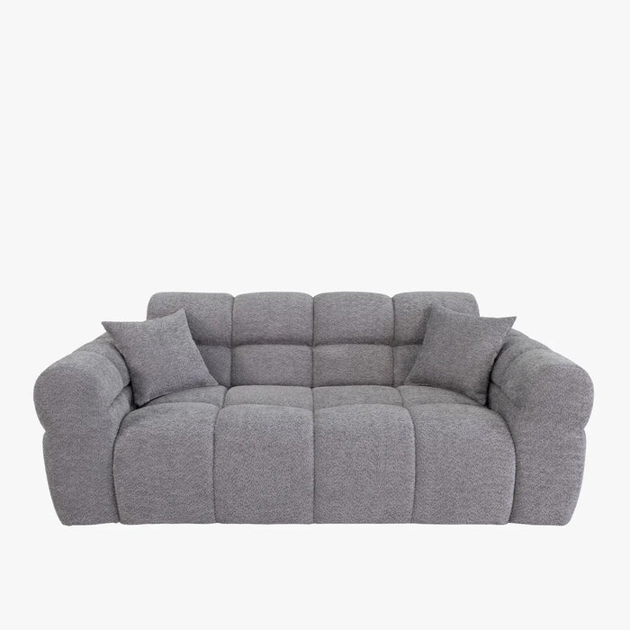CARMELA Canapé 3 places en tissu bouclette gris