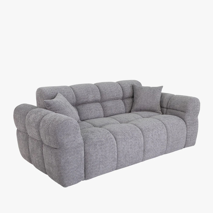 CARMELA Canapé 3 places en tissu bouclette gris