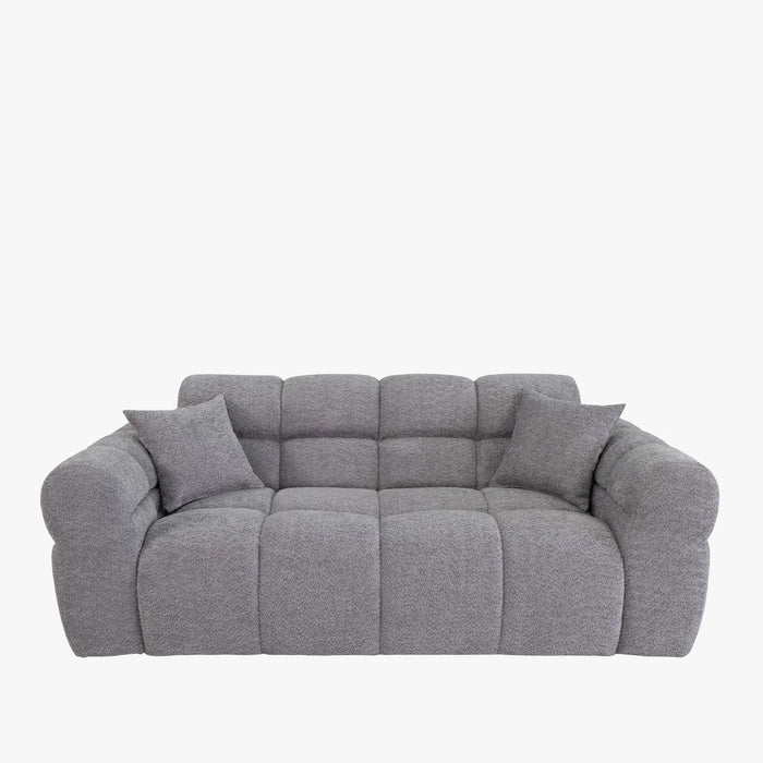 CARMELA Canapé 3 places en tissu bouclette gris