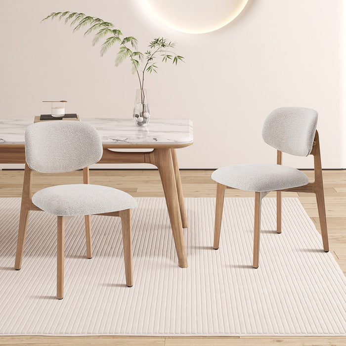 CARMEN Chaise en tissu beige et chêne massif