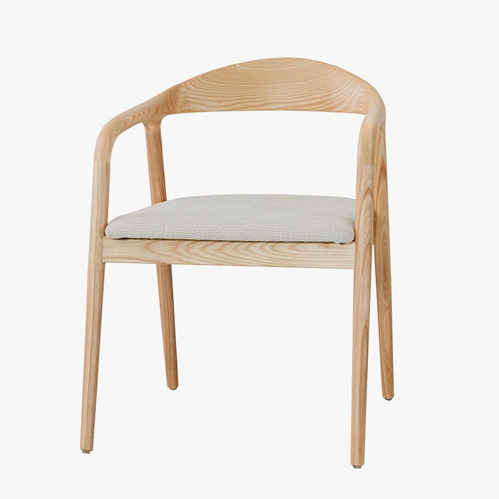 CLAIRE Chaise en tissu beige piètement en bois clair