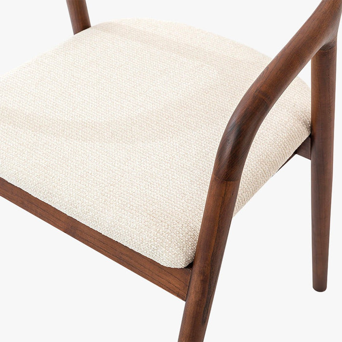 CLAIRE Chaise en tissu beige piètement en bois foncé