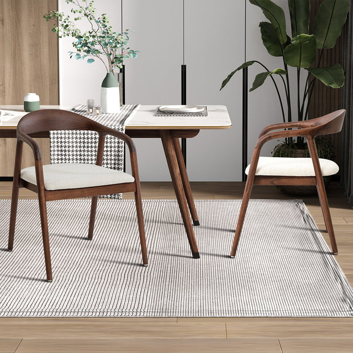CLAIRE Chaise en tissu beige piètement en bois foncé