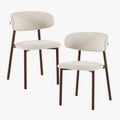 COCO Lot de 2 chaises en tissu beige piètement en métal couleur bois foncé