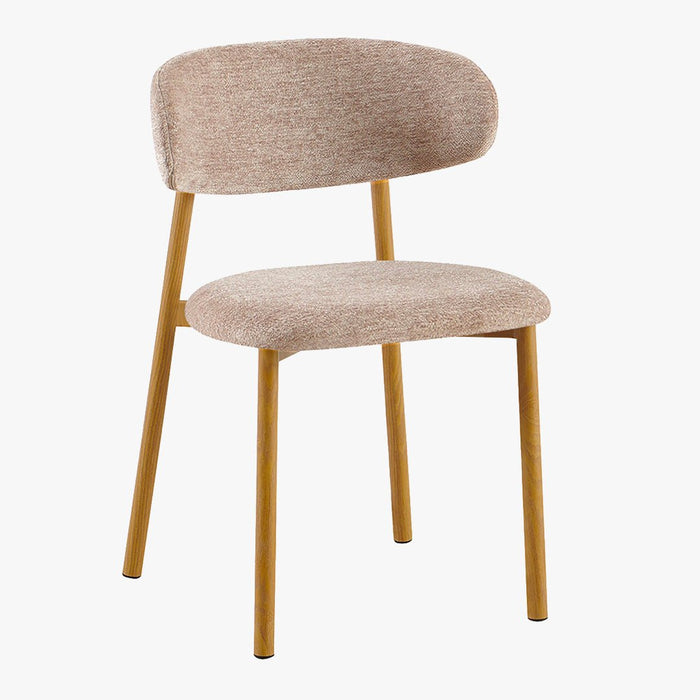 COCO Lot de 2 chaises en tissu taupe piètement en métal couleur bois