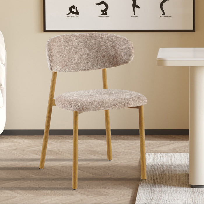 COCO Lot de 2 chaises en tissu taupe piètement en métal couleur bois
