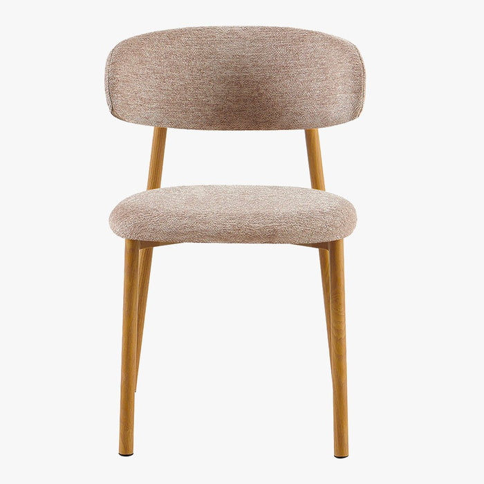 COCO Lot de 2 chaises en tissu taupe piètement en métal couleur bois