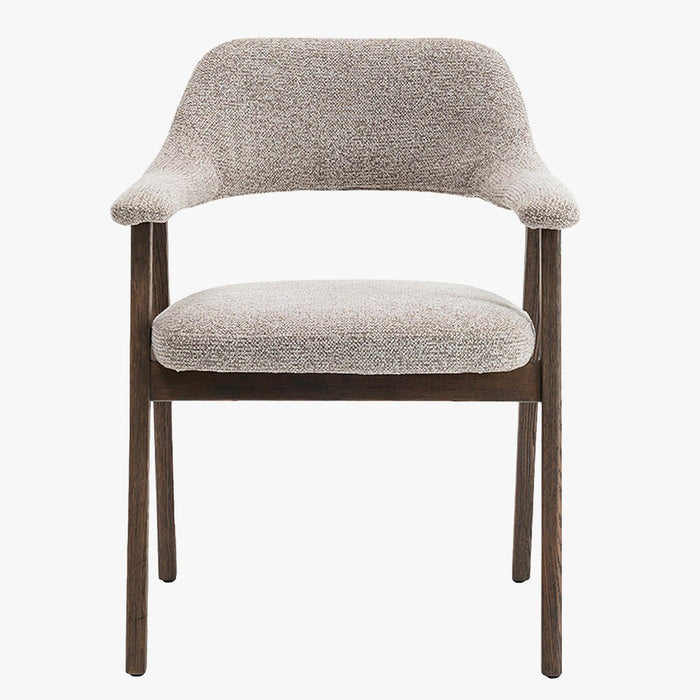 CORALIE Chaise en tissu beige pieds chêne massif foncé