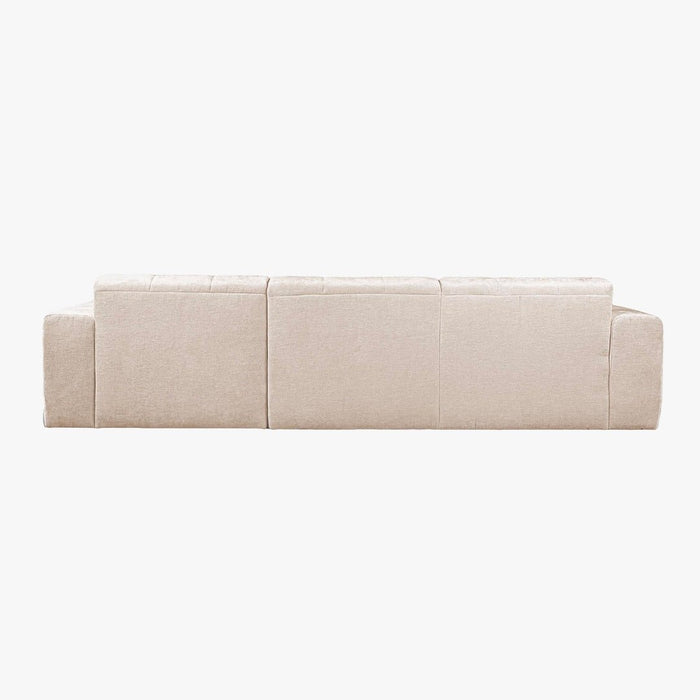 CYNDA Canapé d'angle en tissu capitonné beige - Angle gauche