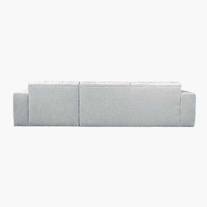 CYNDA Canapé d'angle en tissu capitonné gris - Angle droit