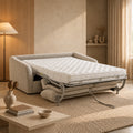 DAEL Canapé 3 places convertible en tissu beige