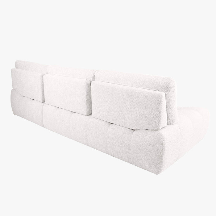 DALIA Canapé d'angle avec dossier amovible en tissu blanc écru - Angle droit