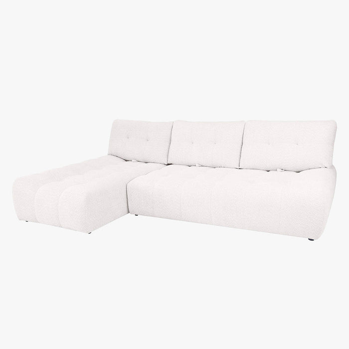 DALIA Canapé d'angle avec dossier amovible en tissu blanc écru - Angle gauche