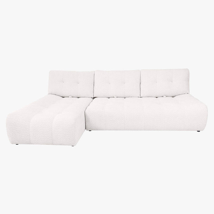 DALIA Canapé d'angle avec dossier amovible en tissu blanc écru - Angle gauche